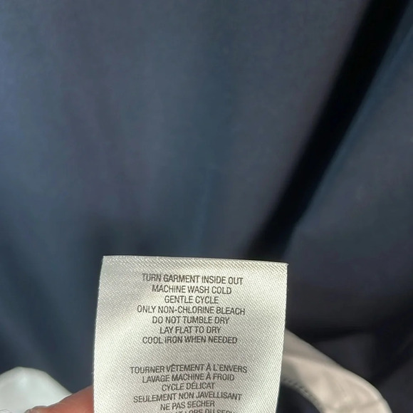 TAHARI Midnight Navy Blue Midi Shift Dress Bateau Neck White Trim 3/4 Sleeves L - Picture 9 of 11